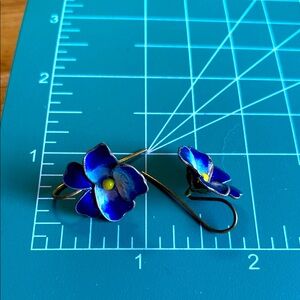Beautiful Enamel Blue/White Earrings